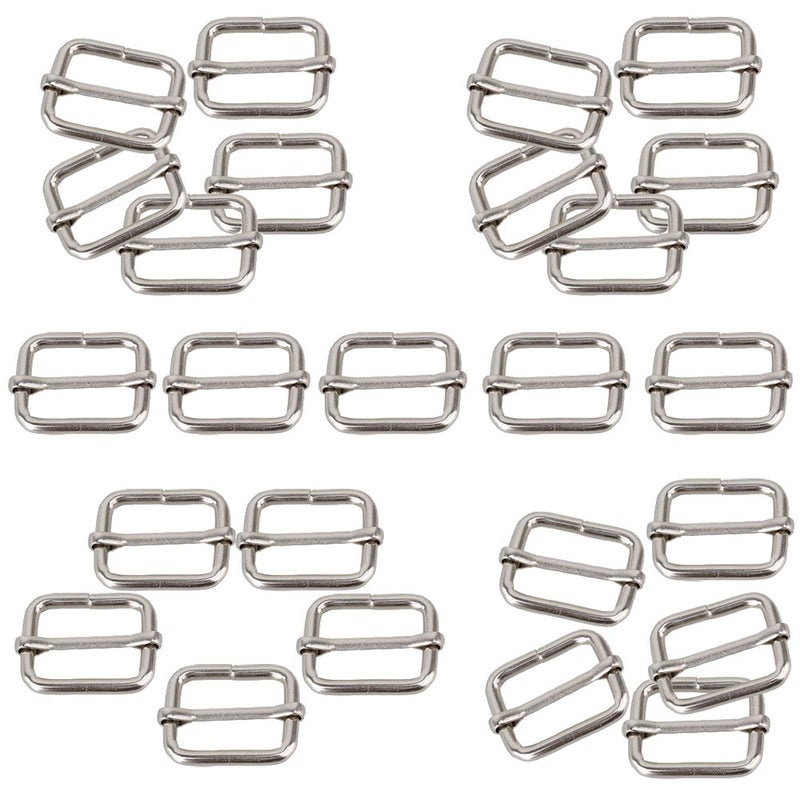 Hysagtek 50 Pcs 1 Inch Metal Adjustable Slide Adjusters Slide Buckle Strap Triglides Slides Metal Tri Glide for Making Handbag, Backpack, Luggage Bag - Image 1